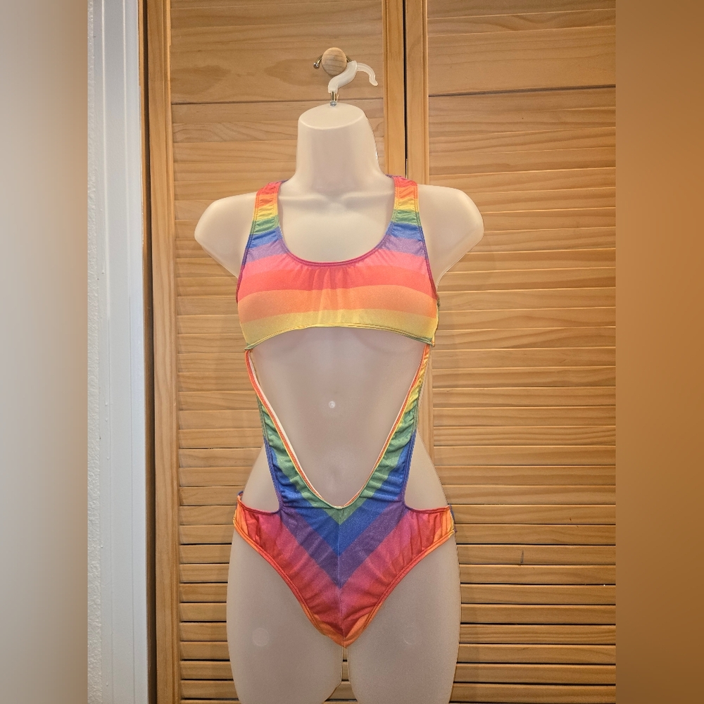 Rainbow Cutout One-Piece Bodysuit